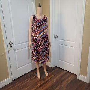 Voir Voir Colorful Striped‎ Midi Dress